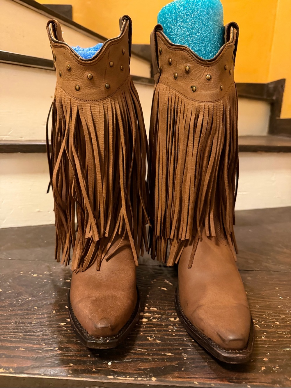 Old West Brown Fringe Western Boots